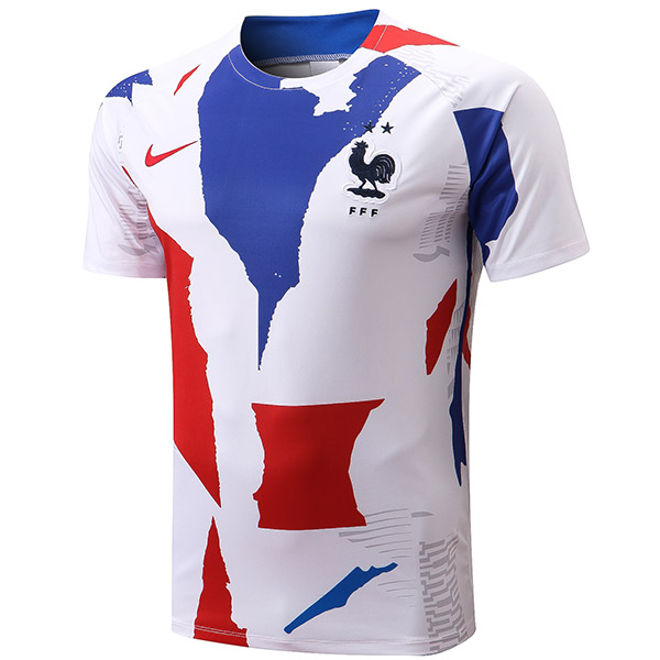 France training jersey soccer uniform men's shirt football short sleeve sport white red blue top t-shirt 2022-2023